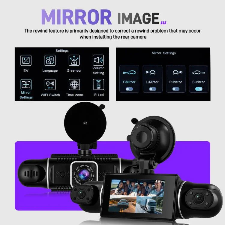 3 吋 2K 汽車 DVR 攝像頭 WiFi 四錄高清汽車記錄儀，帶 1080P 重力感應，L5942