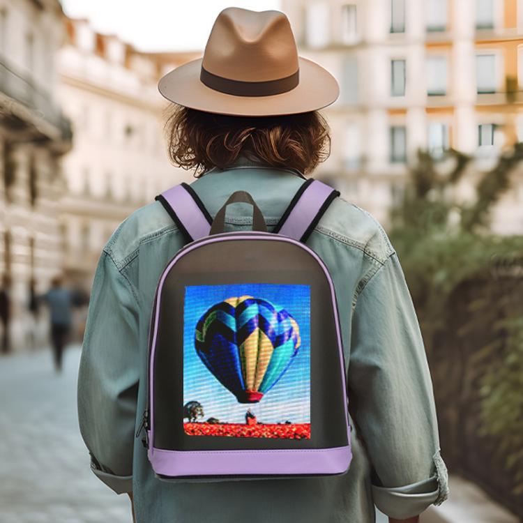 DIY Pattern Backpack With Illuminated LED Display Waterproof Schoolbag