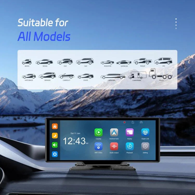 4K 高清車用行車記錄器車用導航 CarPlay 車用中控螢幕，A4473