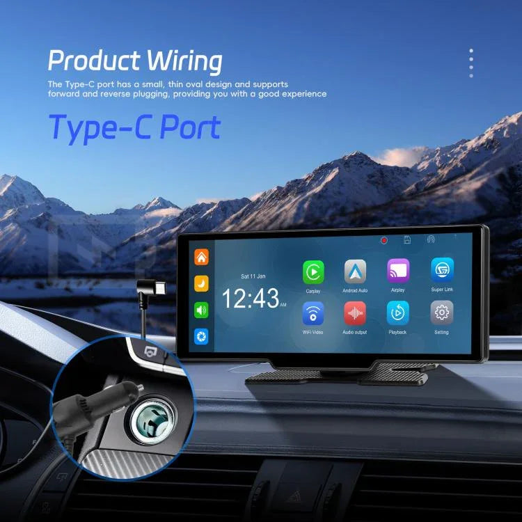 4K 高清車用行車記錄器車用導航 CarPlay 車用中控螢幕，A4473
