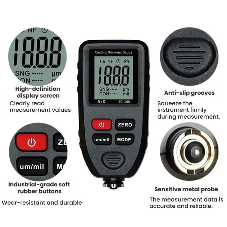 R&D INSTRUMENTS TC-100 高精度塗層厚度計 汽車油漆膜厚度測試儀，TC-100