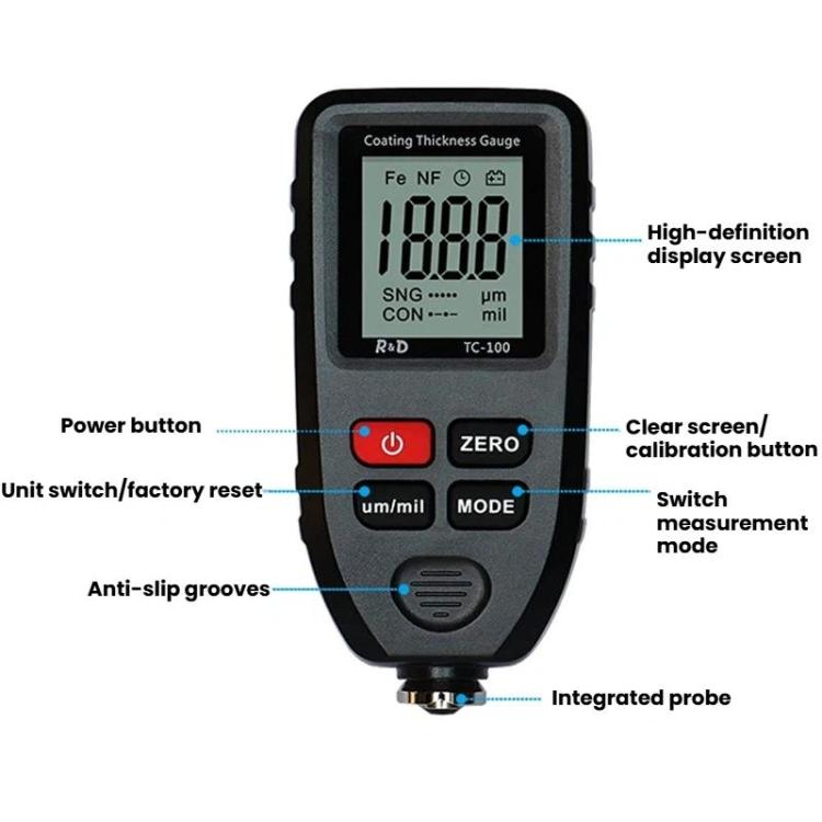 R&D INSTRUMENTS TC-100 高精度塗層厚度計 汽車油漆膜厚度測試儀，TC-100