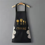 防水防油圍裙 叉子與刀子印花 男女通用可調節烹飪罩衣