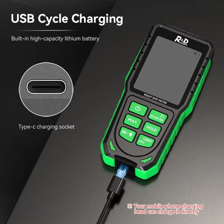 R&D INSTRUMENTS RD637 三合一數字顯示警報可充電電磁輻射測試儀，RD637