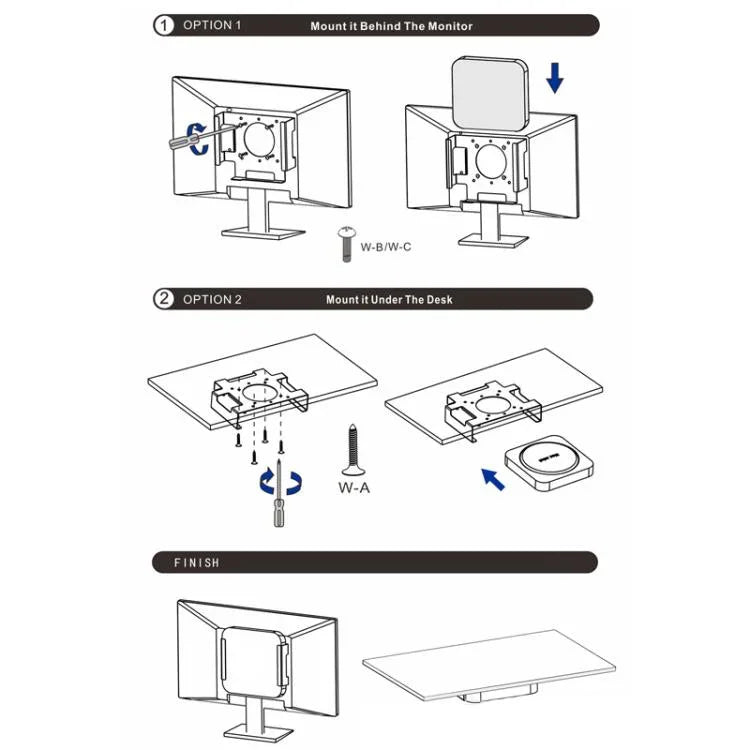 適用於 Mac Mini M1 / M2 桌下顯示器後置安裝支架，適用於 Mac Mini M1 / M2