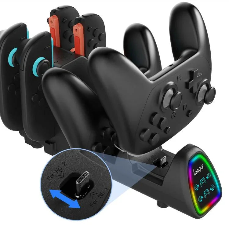 ipega 10合1充電座，適用於Nintendo Switch 2 / Switch Joy-Con及Switch 2 Pro控制器 USB插頭版本，PG-SW2187