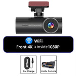 4K 智慧手機連接 WiFi 高清雙錄行車記錄儀，前+內，前+內+GPS軌跡，前+後，前+後+GPS軌跡