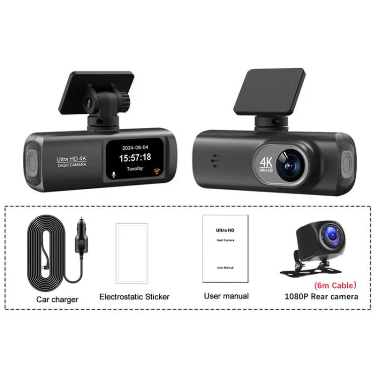 4K 雙錄 WiFi 智慧手機連接行車記錄儀，前+後，前+後+GPS軌跡，前+內，前+內+GPS軌跡