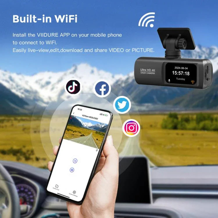4K 雙錄 WiFi 智慧手機連接行車記錄儀，前+後，前+後+GPS軌跡，前+內，前+內+GPS軌跡