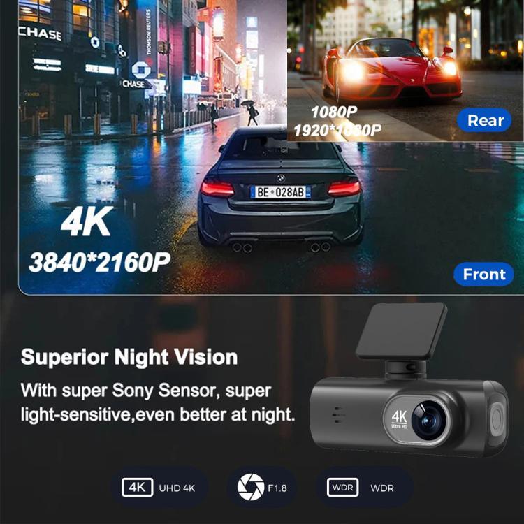 4K 雙錄 WiFi 智慧手機連接行車記錄儀，前+後，前+後+GPS軌跡，前+內，前+內+GPS軌跡