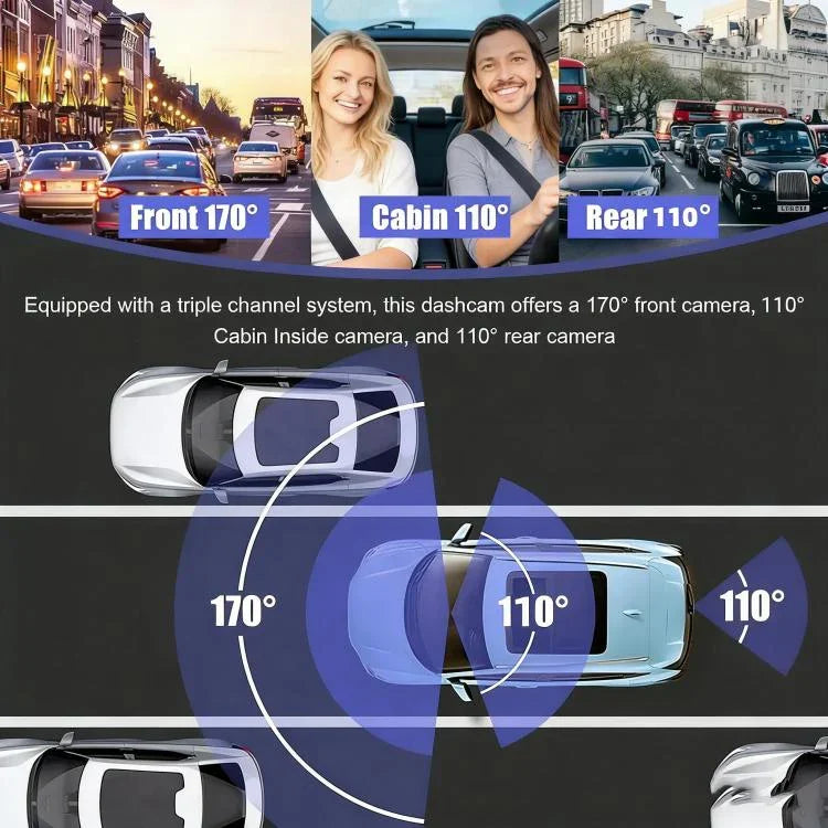 3.16吋高清1080P紅外夜視行車記錄儀，前+內（無Wi-Fi），前+內+後（無Wi-Fi），前+內+Wi-Fi連接，前+內+後+Wi-Fi連接
