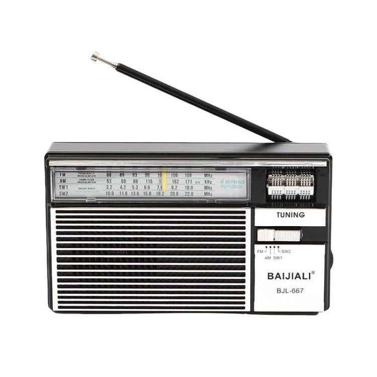 BAIJIALI BJL-667 FM AM 短波多頻段收音機 便攜式收音機 帶獨立旋鈕，BAIJIALI BJL-667