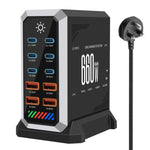 6 Type-C+4 USB Multi-Port 660W High Power Charger Gallium Nitride Desktop Charger, US Plug, UK Plug, EU Plug, AU Plug