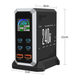 4 個 Type-C + 2 個 USB 多埠 240W 動態顯示氮化鎵充電器，澳規插頭、美規插頭、歐規插頭、英規插頭