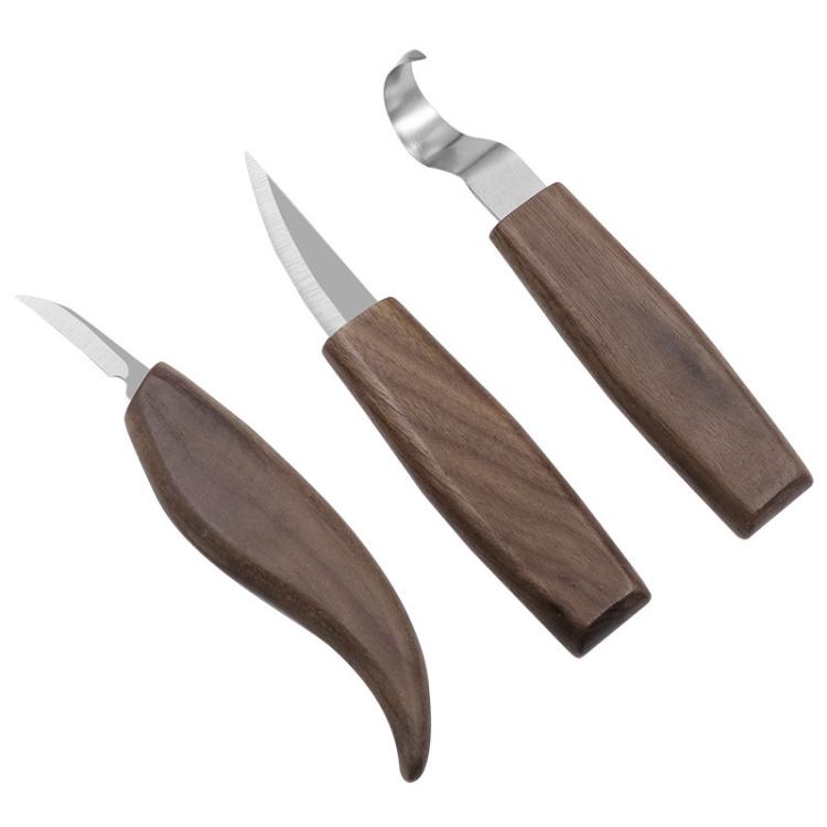 Wood Sharpening Scraper Wood Knife Woodworking Walnut Carving Knife Hand Carving Pattern Tool, 3pcs /Set Wood Knife
