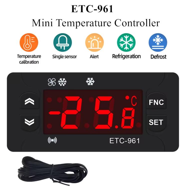 220V ETC-961 溫度控制器，具製冷除霜報警校準功能，ETC-961 220V