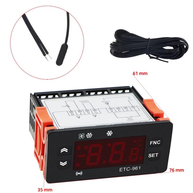 220V ETC-961 溫度控制器，具製冷除霜報警校準功能，ETC-961 220V