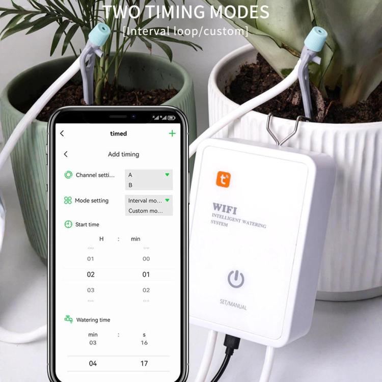 兼容涂鴉智能WiFi自動滴灌系統，雙泵支持最多16盆，調節滴箭版本，調節滴頭版本，滴箭版本