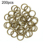 200件手工珠寶跳環DIY配件，尺寸：0.5 x 3mm，0.5 x 4mm，0.7 x 5mm，0.9 x 6mm，1.0 x 7mm，1.0 x 8mm，1.2 x 9mm，1.2 x 10mm，1.2 x 12mm