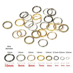 200件手工珠寶跳環DIY配件，尺寸：0.5 x 3mm，0.5 x 4mm，0.7 x 5mm，0.9 x 6mm，1.0 x 7mm，1.0 x 8mm，1.2 x 9mm，1.2 x 10mm，1.2 x 12mm