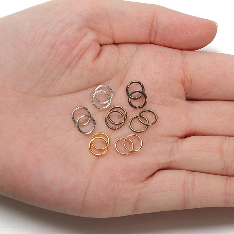 200件手工珠寶跳環DIY配件，尺寸：0.5 x 3mm，0.5 x 4mm，0.7 x 5mm，0.9 x 6mm，1.0 x 7mm，1.0 x 8mm，1.2 x 9mm，1.2 x 10mm，1.2 x 12mm