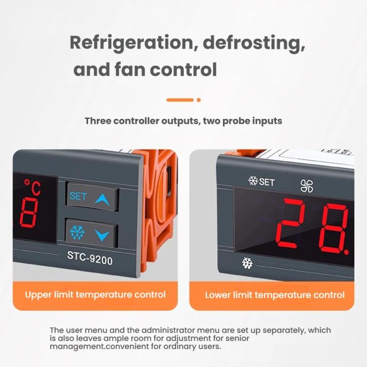 STC-9200 微電腦溫度控制器 - 三模式輸出，適用製冷、除霜及風扇控制，通用於冷藏/冷卻單元