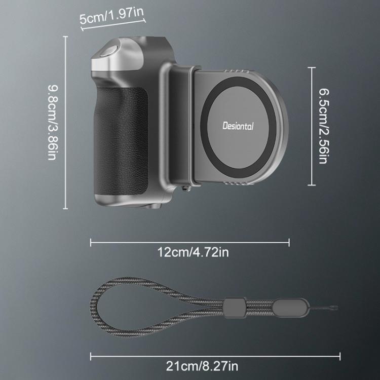 Desiontal GP-06 磁吸可伸縮手機拍攝握把穩定器，適用直播及戶外自拍，GP-06