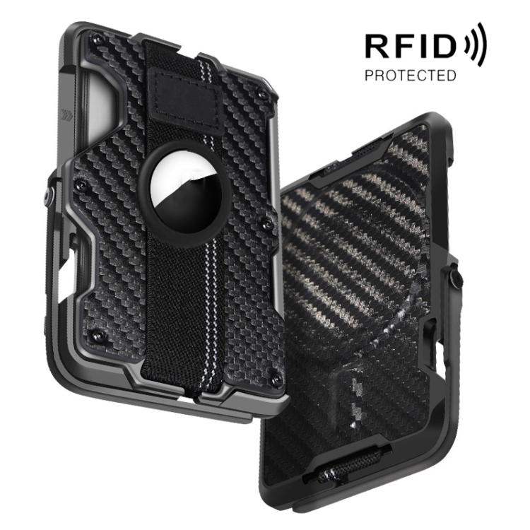 適用於 AirTag 第二代 / AirTag 第一代 磁性金屬卡片夾附手機支架，具 RFID 阻擋功能，彈性手腕帶