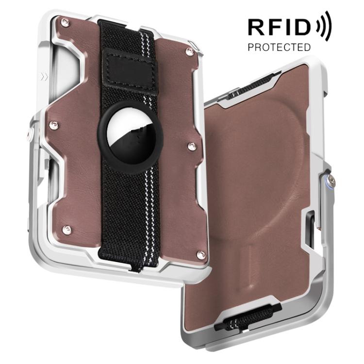 適用於 AirTag 第二代 / AirTag 第一代 磁性金屬卡片夾附手機支架，具 RFID 阻擋功能，彈性手腕帶