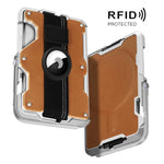 適用於 AirTag 第二代 / AirTag 第一代 磁性金屬卡片夾附手機支架，具 RFID 阻擋功能，彈性手腕帶