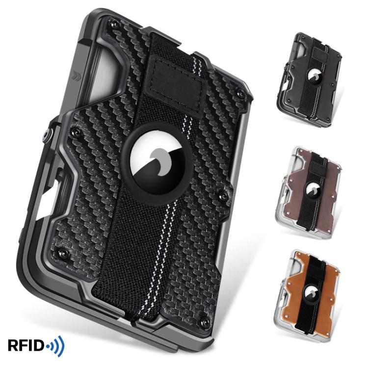 適用於 AirTag 第二代 / AirTag 第一代 磁性金屬卡片夾附手機支架，具 RFID 阻擋功能，彈性手腕帶