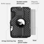 適用於 AirTag 第二代 / AirTag 第一代 磁性金屬卡片夾附手機支架，具 RFID 阻擋功能，彈性手腕帶