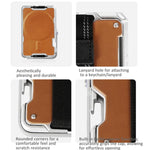 適用於 AirTag 第二代 / AirTag 第一代 磁性金屬卡片夾附手機支架，具 RFID 阻擋功能，彈性手腕帶