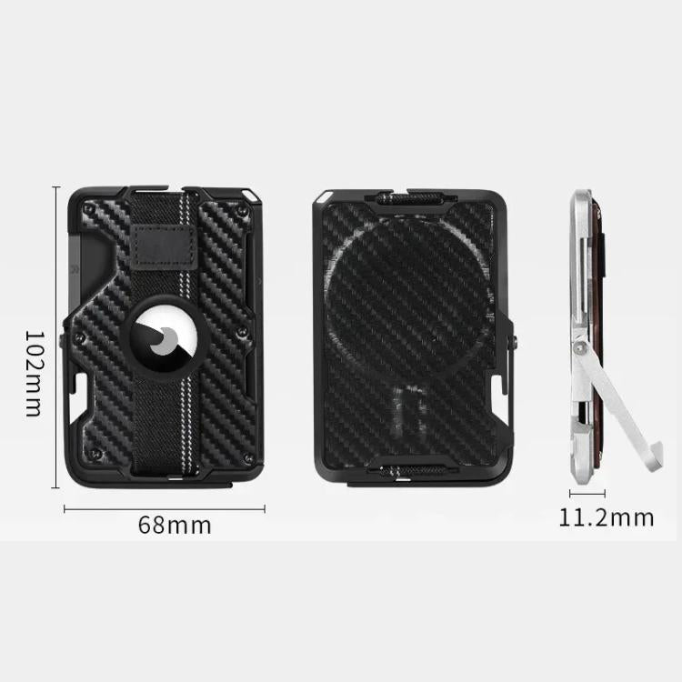 適用於 AirTag 第二代 / AirTag 第一代 磁性金屬卡片夾附手機支架，具 RFID 阻擋功能，彈性手腕帶