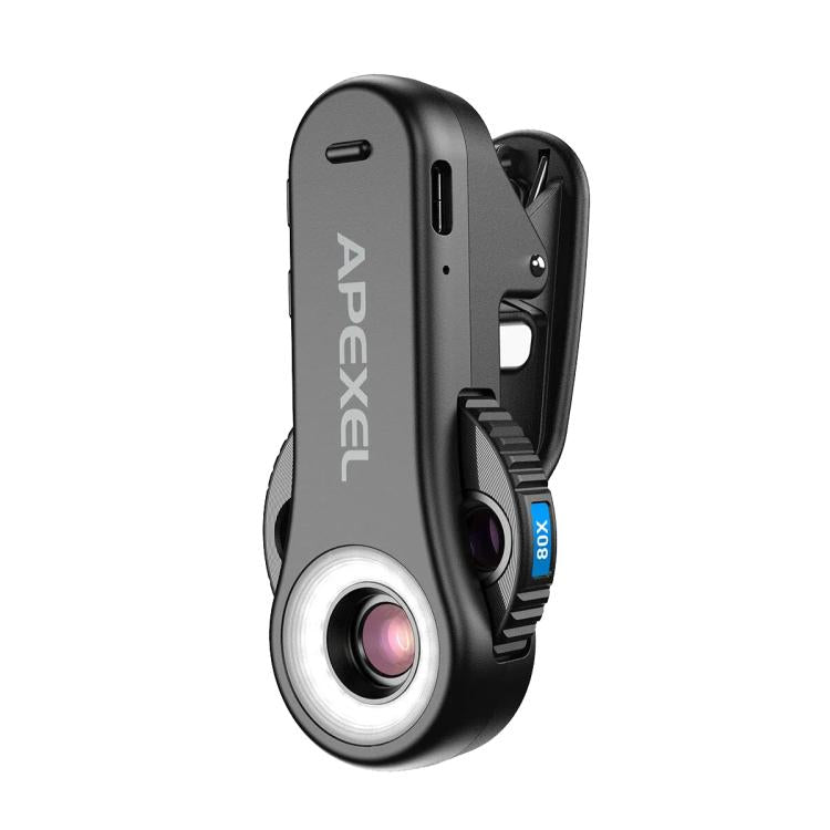 APEXEL TriScope 40X-80X-120X 手機顯微鏡，配備雙溫度 LED 與紫外線照明，APL-MS3L