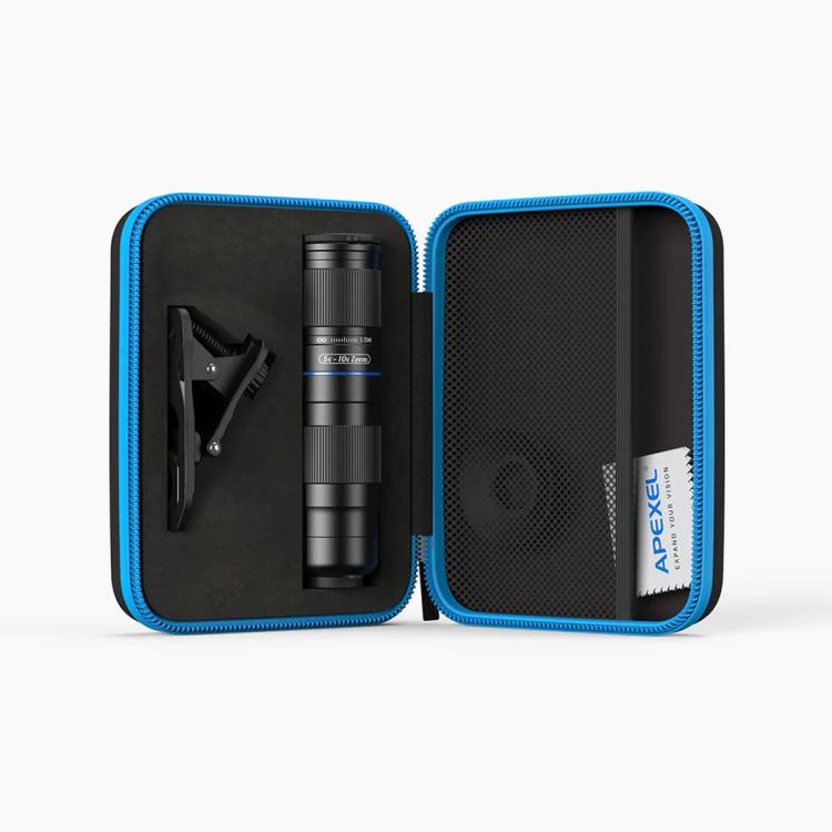 APEXEL TeleZoom 5–10X 變焦長焦鏡頭套件，適用於智慧型手機，配備多合一通用夾，APL-T5-10X