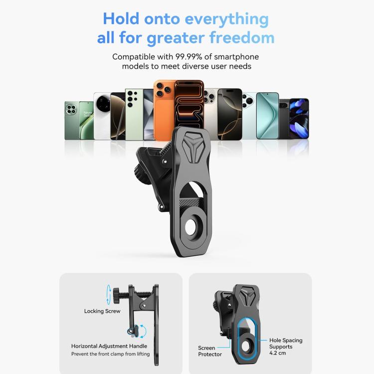 APEXEL TeleZoom 5–10X 變焦長焦鏡頭套件，適用於智慧型手機，配備多合一通用夾，APL-T5-10X