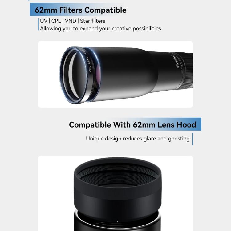 APEXEL TeleCular 50x 長焦鏡頭套件，適用於智慧型手機，配備 360 度球形雲台三腳架與內部對焦，APL-T50X