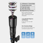 APEXEL TeleCular 50x 長焦鏡頭套件，適用於智慧型手機，配備 360 度球形雲台三腳架與內部對焦，APL-T50X