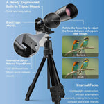 APEXEL TeleCular 50x 長焦鏡頭套件，適用於智慧型手機，配備 360 度球形雲台三腳架與內部對焦，APL-T50X