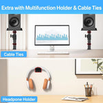 Clamp-On Desktop Speaker Stand Movable No-Drill Height Adjustable Speaker Holder, Single, Double