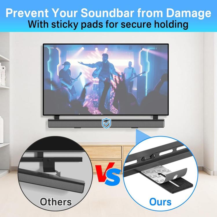 JJ-9452-B-0 無需鑽孔長型 Soundbar 電視壁掛揚聲器及電視連接支架，JJ-9452-B-0
