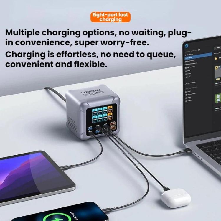420W GaN 超快速充電多埠充電器，EU 插頭、US 插頭、UK 插頭、AU 插頭、KR 插頭