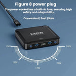 240W 智能快充充電器，帶磁吸 USB 可伸縮線及多埠收納，EU 插頭、US 插頭、UK 插頭、AU 插頭、KR 插頭