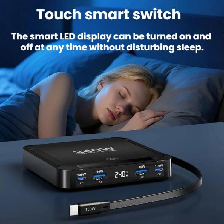 240W 智能快充充電器，帶磁吸 USB 可伸縮線及多埠收納，EU 插頭、US 插頭、UK 插頭、AU 插頭、KR 插頭