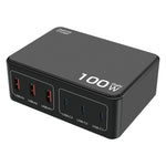 100W 高功率 PD 快充 USB 多埠充電器，US 插頭、EU 插頭、AU 插頭、KR 插頭、UK 插頭