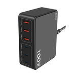 100W 高功率 PD 快充 USB 多埠充電器，US 插頭、EU 插頭、AU 插頭、KR 插頭、UK 插頭