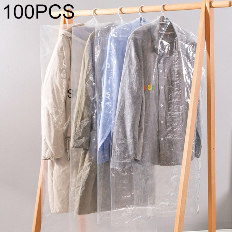 100個一次性透明衣物防塵袋防塵罩，55x80cm PP 4線，60x90cm PP 4線，60x100cm PP 4線，55x80cm加厚PE 6線，60x90cm加厚PE 6線，60x100cm加厚PE 6線，60x110cm PP 4線，60x110cm加厚PE 6線
