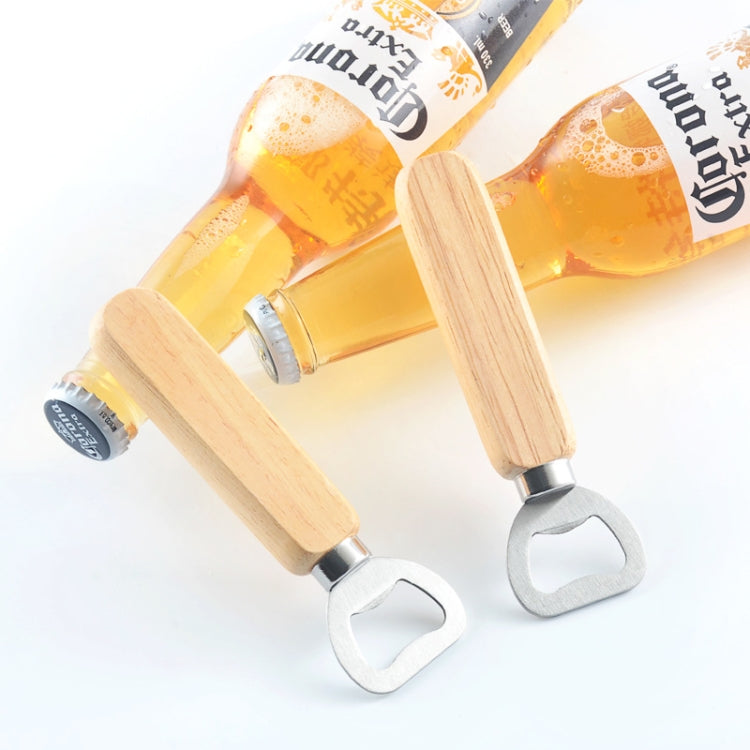 2件不鏽鋼啤酒瓶開瓶器 橡膠木柄 創意禮物 汽水瓶開瓶器，帶手柄啤酒瓶開瓶器