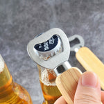 2件不鏽鋼啤酒瓶開瓶器 橡膠木柄 創意禮物 汽水瓶開瓶器，帶手柄啤酒瓶開瓶器